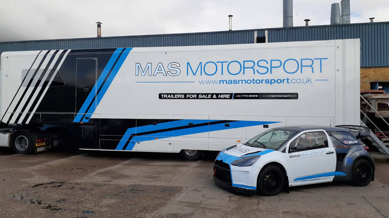 MAS Motorsport car and trailer